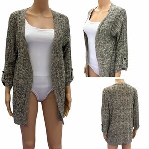 Maurices Open Front Textured Knit Cardigan Womens Large Olive Cream